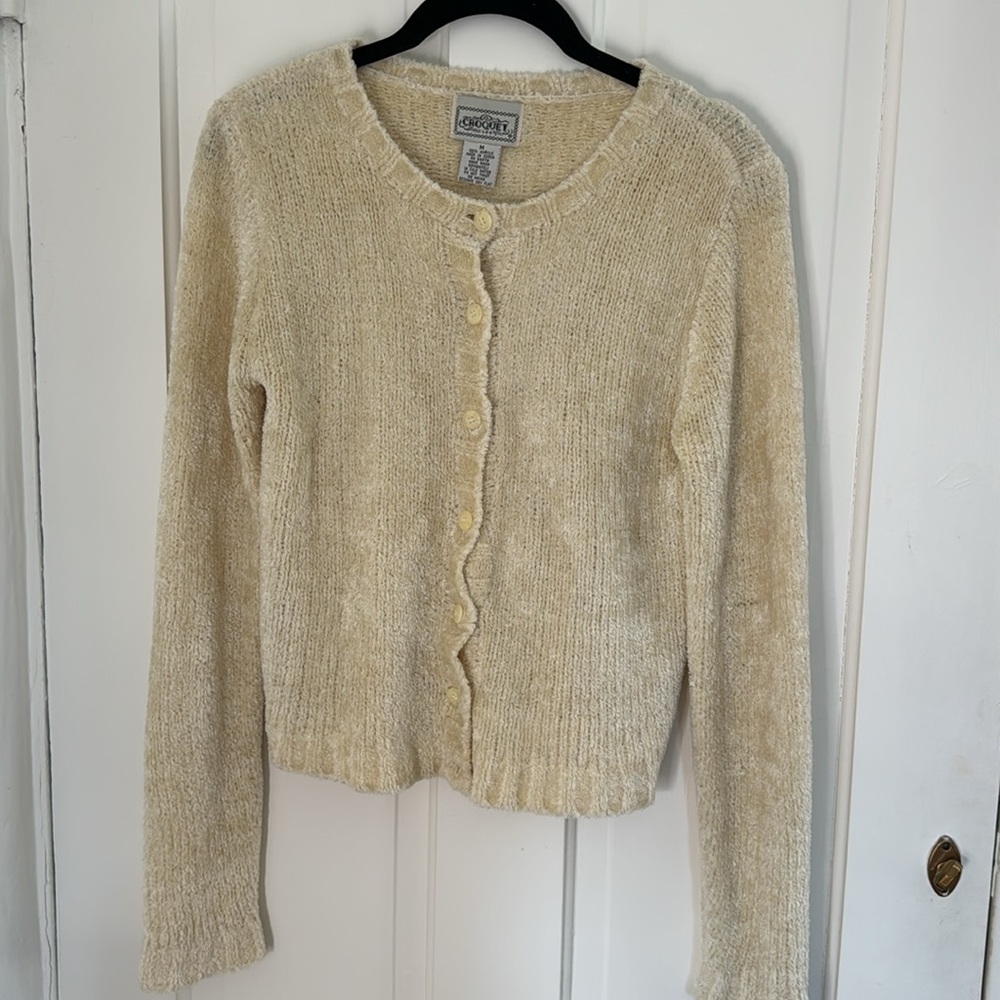 VINTAGE Croquet Club Cream Cardigan / Size M